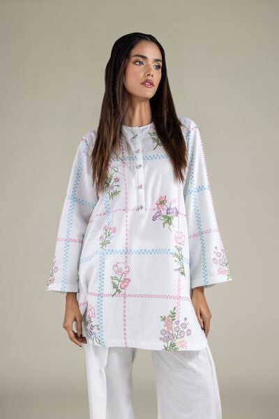Embroidered | Cotton Dobby |  Buttoned Floral Kurta | AED 150.00