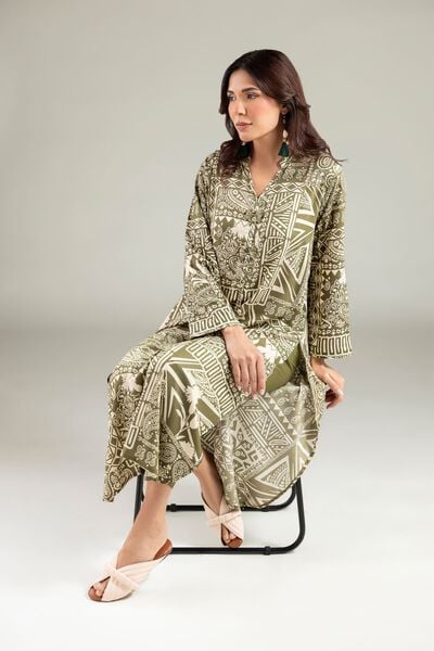 Printed | Viscose | Long V-Neck Kurta | AED 130.00