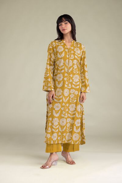 Dyed | Cambric | Solid Mustard Pants | AED 80.00