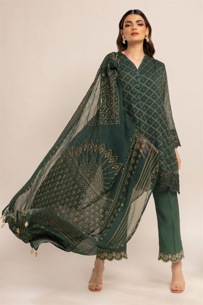 Organza Dupatta, GREEN, hi-res