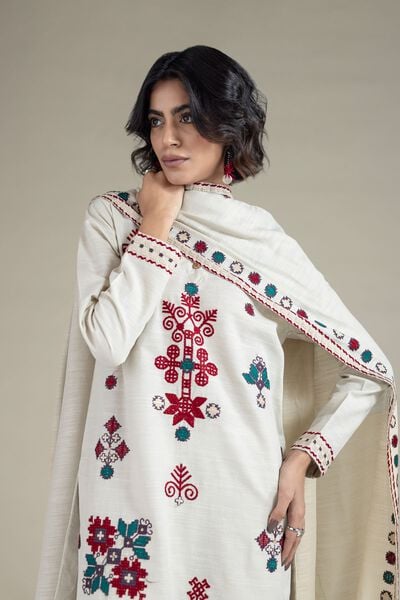 Embroidered | Textured Cotton | Dupatta | AED 80.00