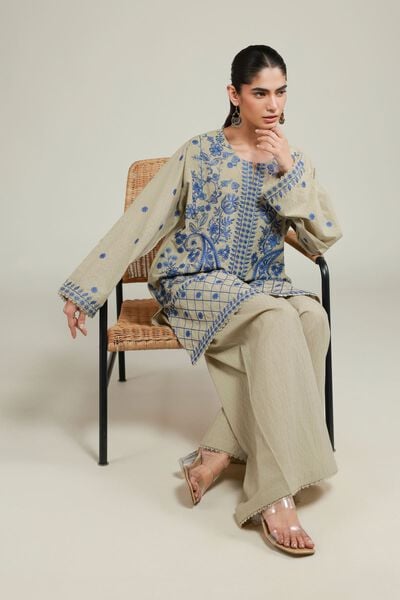 Embroidered | Cotton Dobby | 2-Piece Tailored Set | AED 230.00