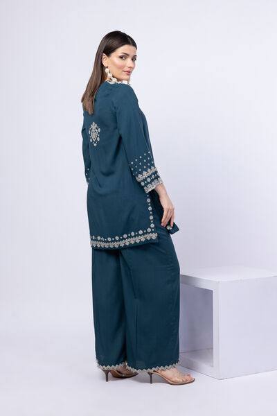Embroidered | Crosshatch Raw Silk | Pants | AED 27.60