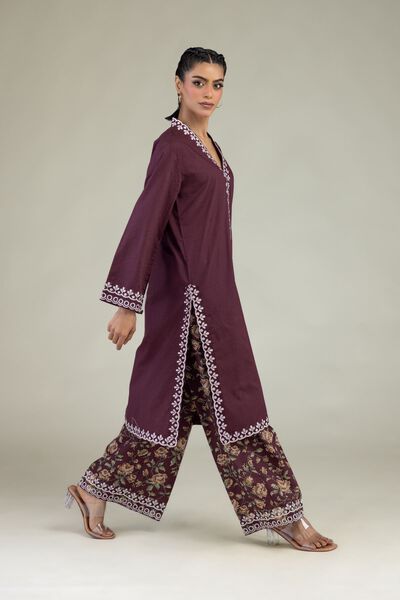 Embroidered | Cotton Dobby | Floral Cotton Pants | AED 80.00