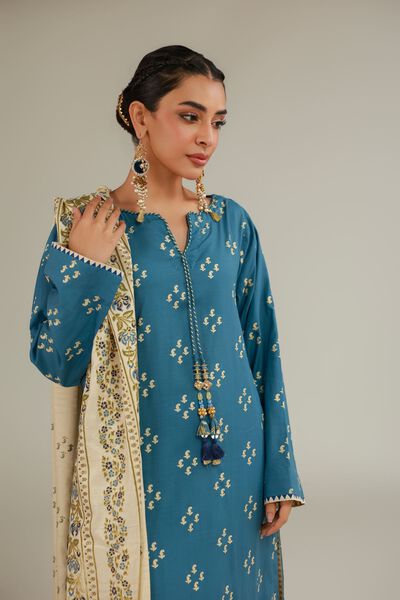 Printed | Raw Silk | 3 Piece Co-ord Set | AED 144.00