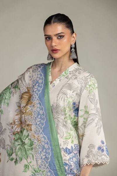 Embroidered | Polyester Silk | Floral Silk Dupatta  | AED 30.00