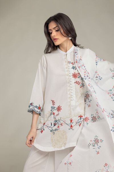 Embroidered | Cotton Net | Floral Cotton Dupatta | AED 80.00