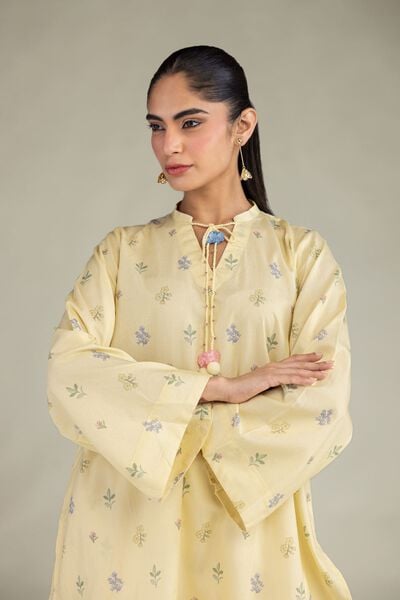 Printed | Cotton Viscose | Short Yellow Kurta | AED 180.00