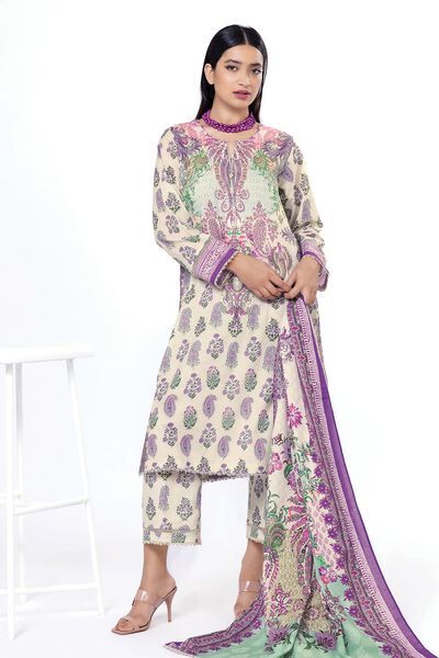 Printed | Slub Lawn | Fabrics 3 Piece | AED 80.00