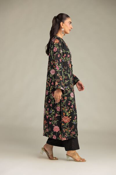 Printed | Raw Silk | Black Solid Pants | AED 150.00