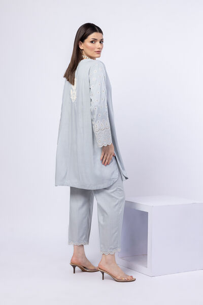 Embroidered | Crosshatch Raw Silk | Pants | AED 92.00