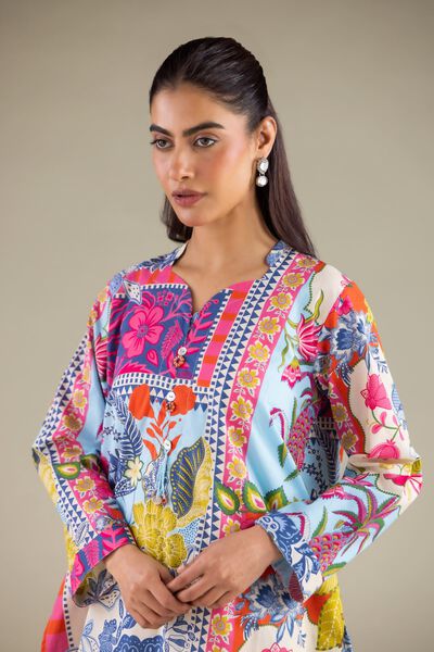 Printed | Cambric | Floral V-Neck Kurta | AED 100.00