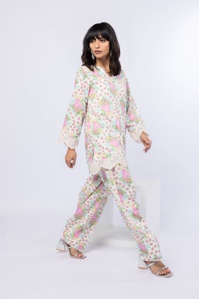 Printed | Crosshatch Raw Silk | Pants | AED 36.00