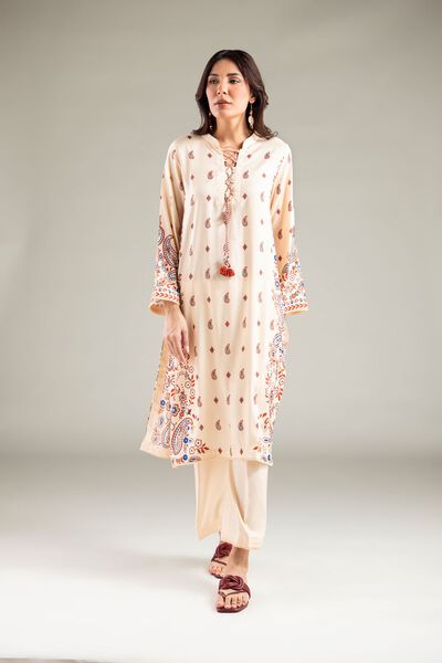 Printed | Viscose | Solid Straight Pants | AED 130.00