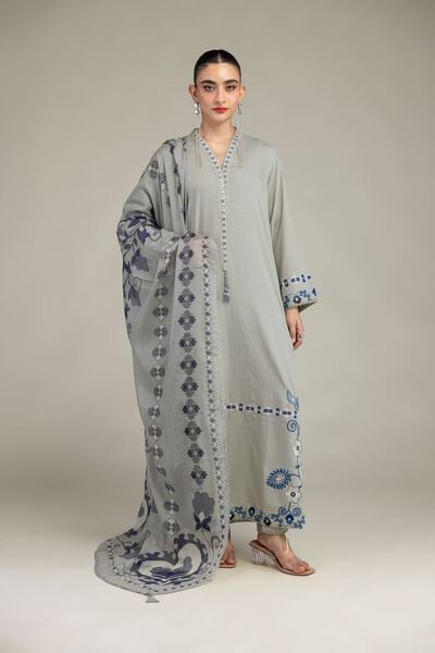 Embroidered | Raw Silk | Gray Silk Shalwar | AED 30.00