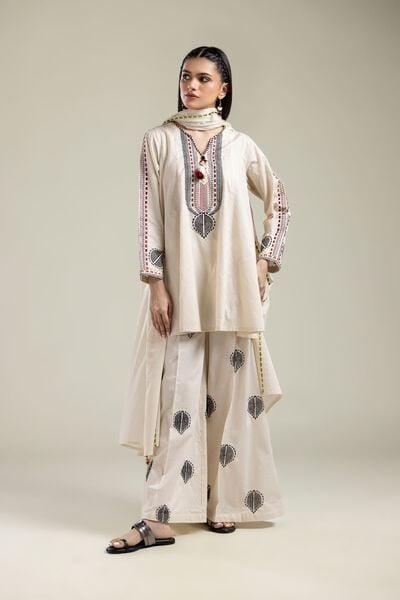 Embroidered |Cotton Dobby | Cotton Dobby Pants | AED 150.00