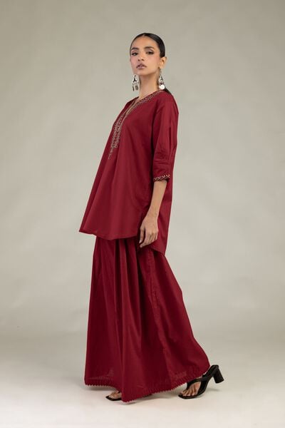 Textured Cotton | Embroidered | Cotton Solid Pants | AED 100.00