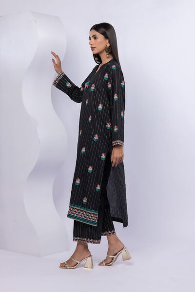 Embroidered | Lurex Stripes | Pants | AED 72.00