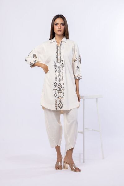 Embroidered | Crosshatch Poplin | Kurta | AED 100.00