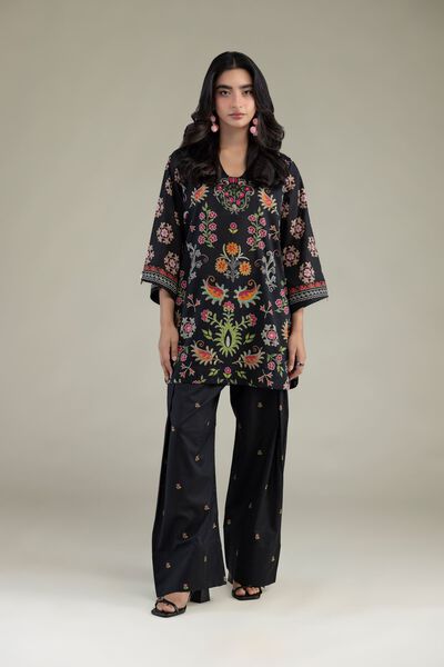 Printed | Cambric | Black Floral Shalwar | AED 150.00