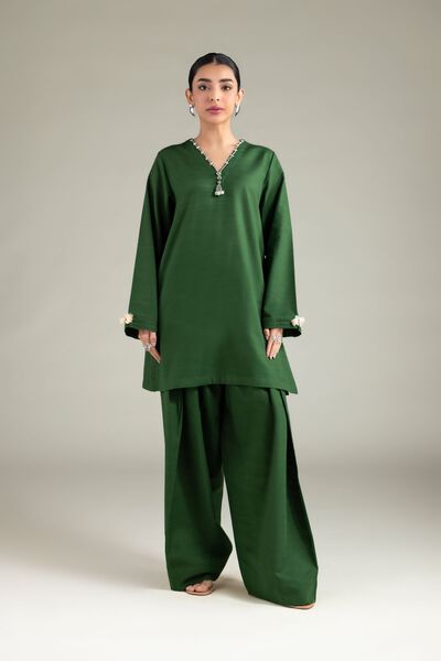 Dyed | Textured Cotton | Pants | AED 130.00