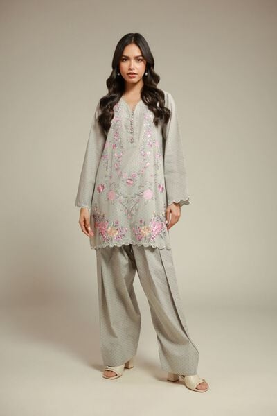 Embroidered | Cotton Dobby | Fabrics 2 Piece | Top and Bottom | AED 150.00
