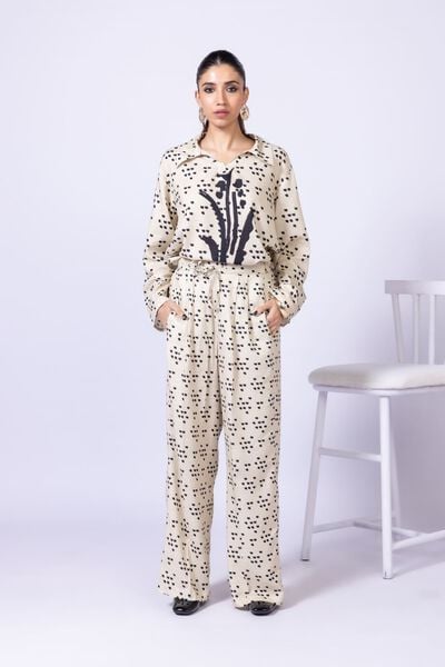 Printed | Dull Raw Silk | Trousers | AED 21.60