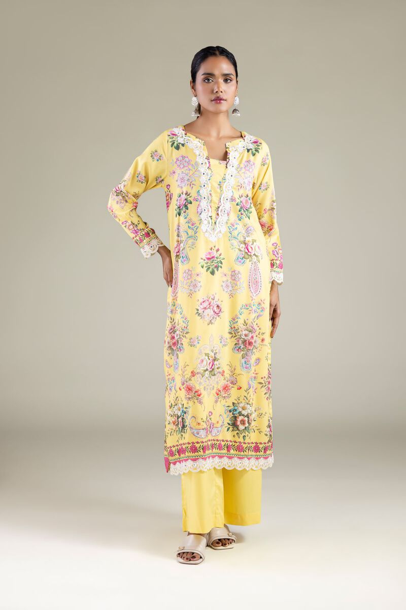 Embroidered | Viscose | Paisley Longline Kurta | AED 90.00