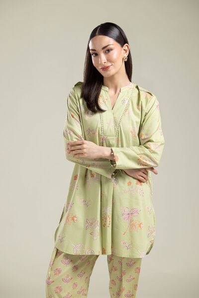 Printed | Cotton Viscose | Floral V-Neck Kurta | AED 150.00