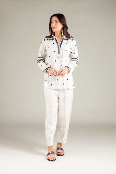 Embroidered | Viscose Crepe | Trousers | AED 60.00