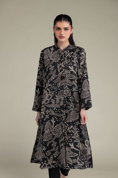 Printed | Cotton Viscose | Black Longline Kurta | AED 150.00