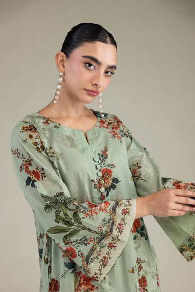 Printed | Cambric | Mint Cambric Kurta | AED 180.00