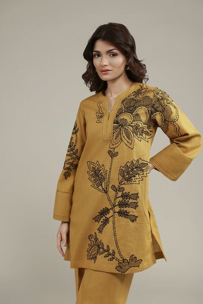 Embroidered | Heavy Textured Cotton | Floral Threadwork Kurta | AED 120.00