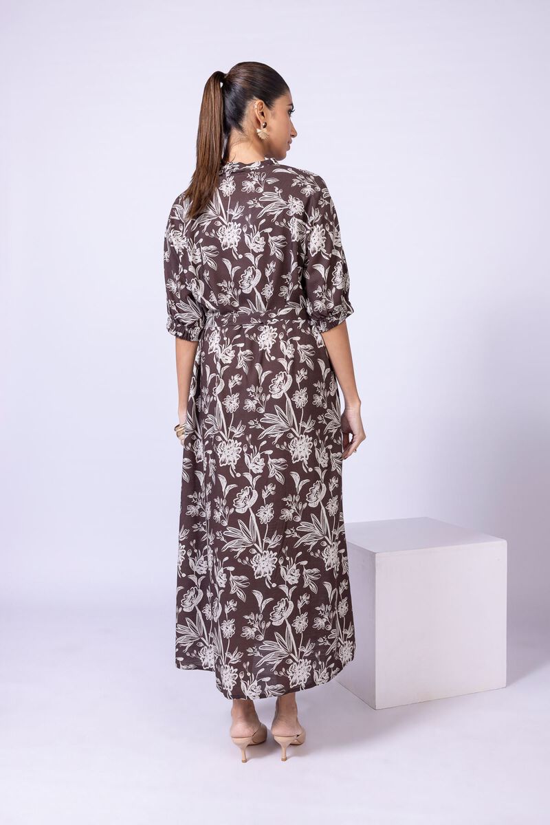 Printed | Dull Raw Silk | Maxi Dress | AED 42.00