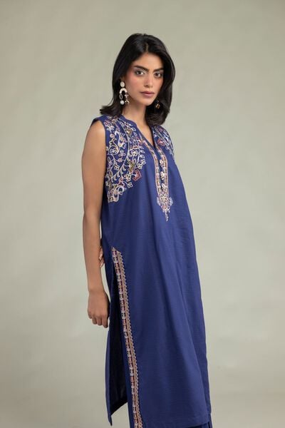 Embroidered | Cotton Dobby | Floral Sleeveless Kurta | AED 200.00