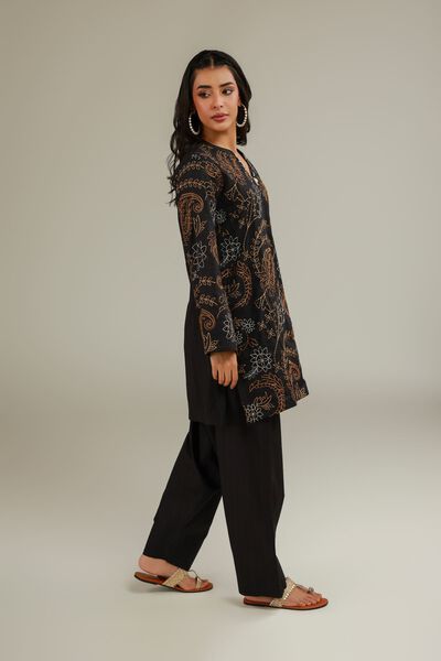 Embroidered | Cotton Dobby | Embroidered Black Shalwar | AED 80.00