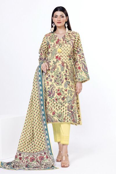 Printed | Slub Lawn | Fabrics 3 Piece | AED 80.00