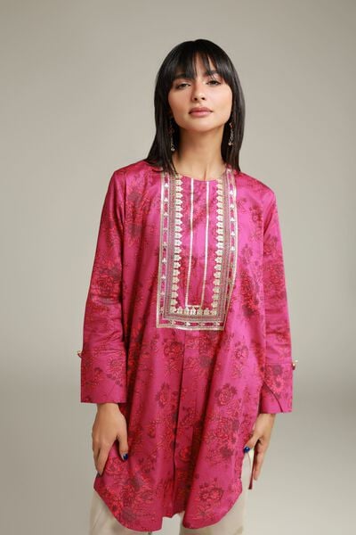 Embroidered | Cambric | Cambric Round-Neck Kurta | AED 150.00