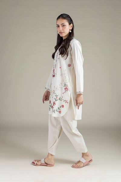 Embroidered | Textured Cambric | Solid Pants | AED 80.00