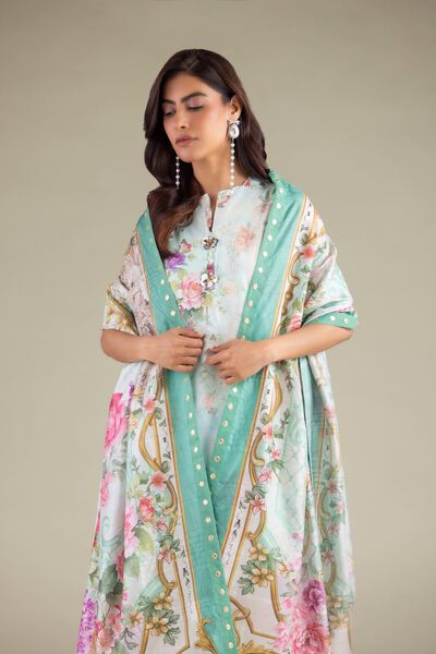 Embroidered | Polyester Silk | Floral Draped Dupatta | AED 90.00