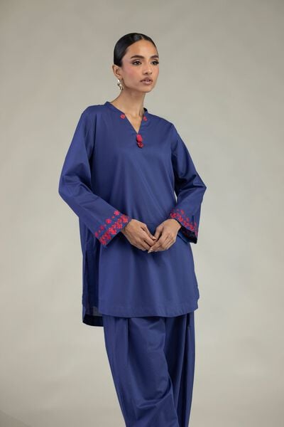 Embroidered | Cambric | Short V-Neck Kurta | AED 130.00