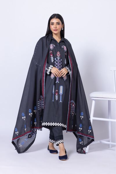 Embroidered | Crosshatch Poplin | Pants | AED 24.00