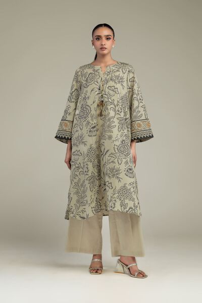 Printed | Cambric | Solid Beige Pants | AED 130.00