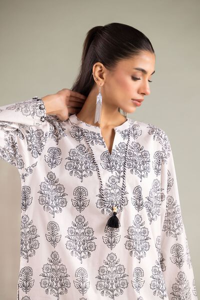 Printed | Cambric | Floral V-Neck Kurta | AED 100.00