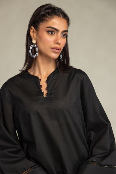 Printed | Cambric | Black Short Kurta | AED 150.00