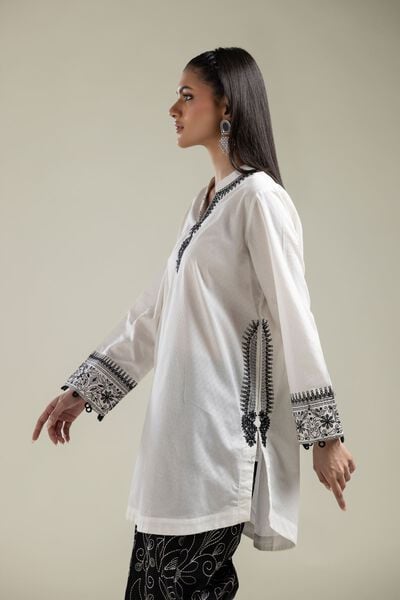 Embroidered |Cotton Dobby | White Cotton Kurta | AED 130.00
