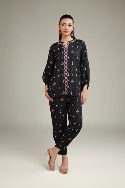 Embroidered | Viscose Crepe | Trousers | AED 65.00