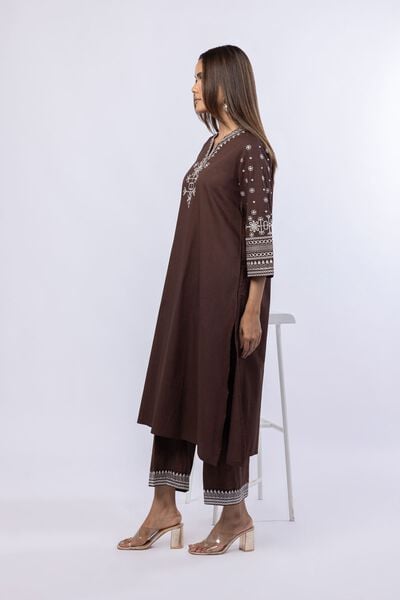 Embroidered | Crosshatch Poplin | Pants | AED 60.00