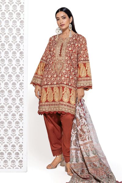 Cotton Satin | Embroidered | Fabrics 3 Piece | AED 100.00