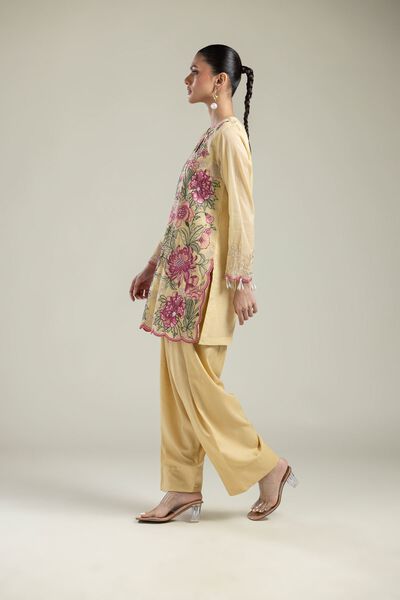 Raw Silk | Yellow Solid Shalwar | AED 65.00